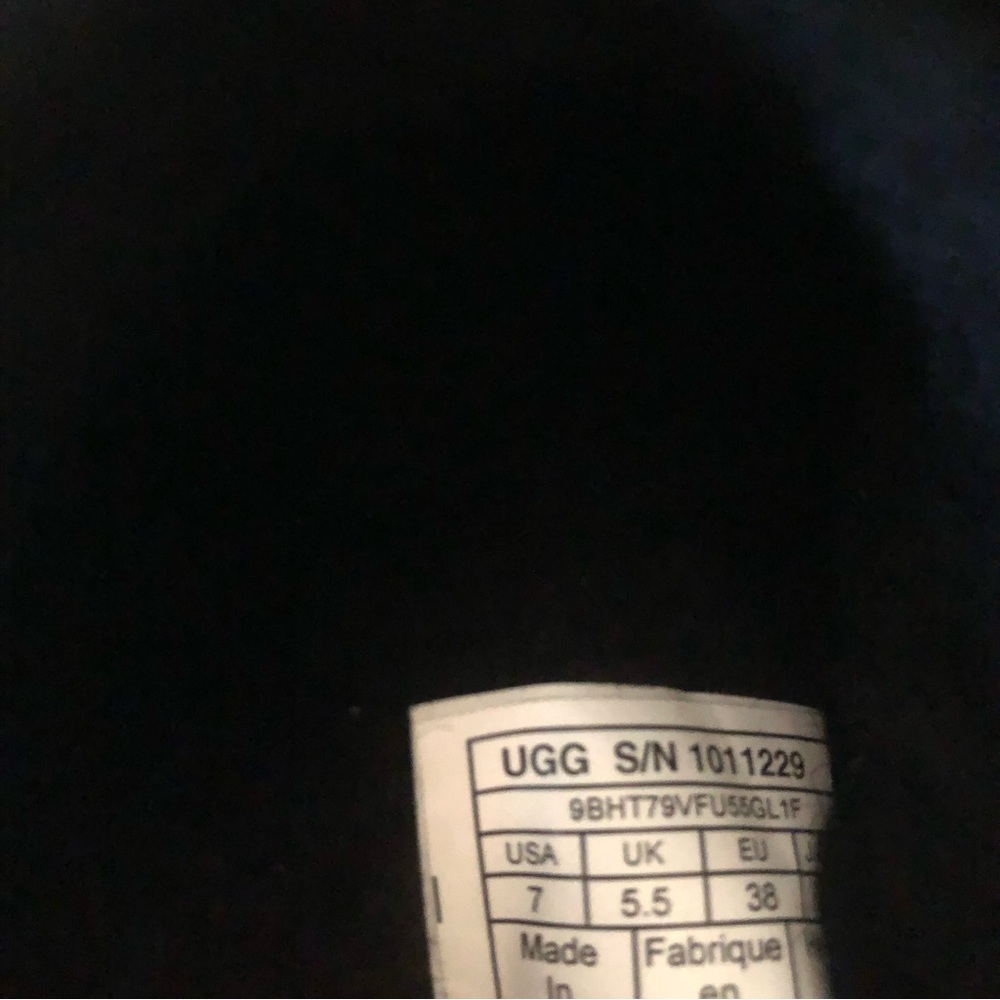 Ugg Wool Suede NEW IN BOX Black NONSLIP WARM House Slippers House Shoes Size 7 - Picture 10 of 10